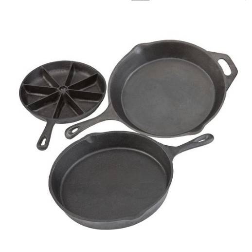 Outdoor Gourmet 3-Steck Cast-Iron Skillet Camping Cookware Set
