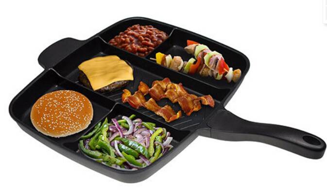 FDA certification devided 5 in 1 non sticker cast iron frying pan master pan
