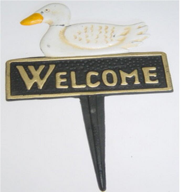 one duck welcome cast iron garden ornaments