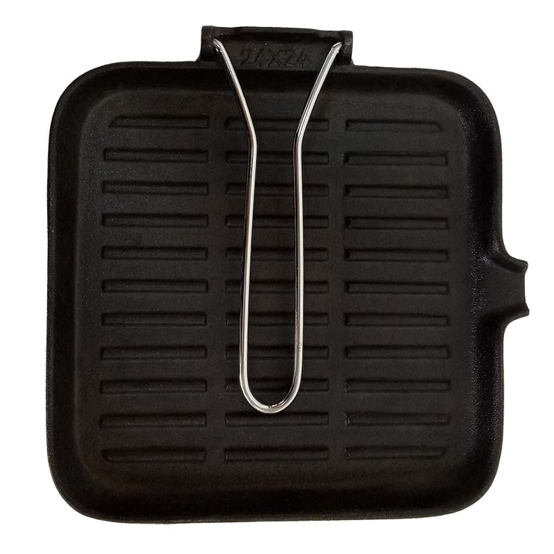 cast iron grill pan with folding handle for camping