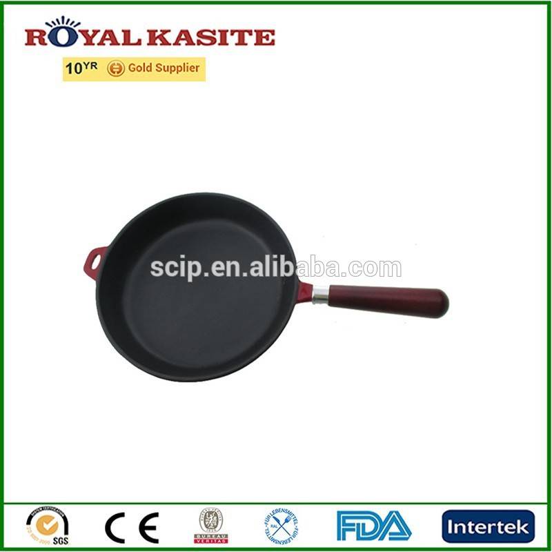 enamel cast iron frying pan with wooden handle, iron enamel comal, enamel skillet
