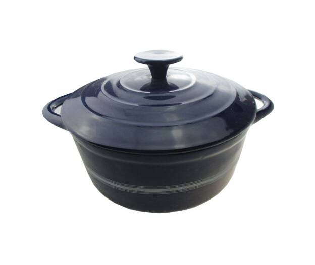 blue enamel cast iron casserole round pot