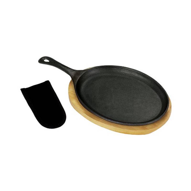 Bottom price Cast Iron Non Stick Fry Pan -
 classic Fajita Pan with Wooden Tray and Mitt – KASITE