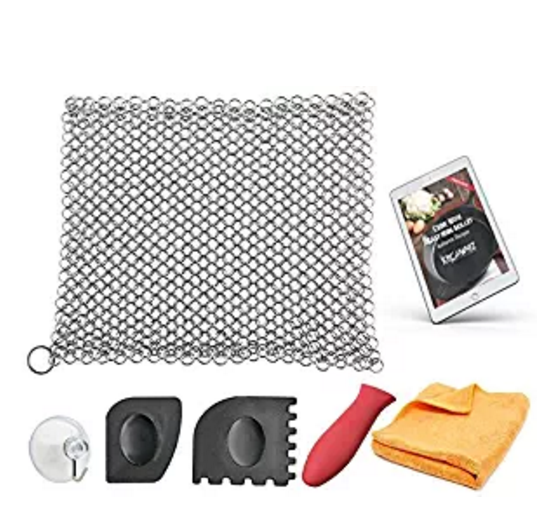 Big discounting Stainless Steel Casserole Cook Set -
 Cast Iron Cleaner XL , Premium Stainless Steel Chainmail Scrubber With Bonus Iron Skillet Handle Holder – KASITE