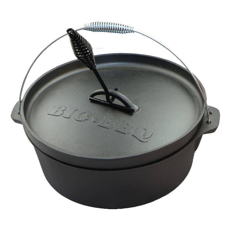Vegetable oil camp and barbecue cast iron dutch oven pot