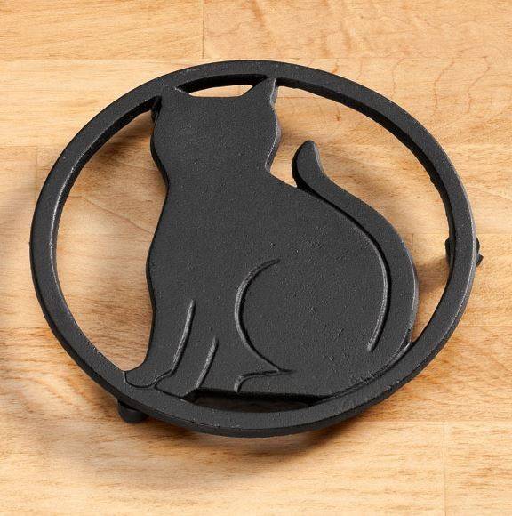Hot sale Black Cat Metal Trivet with Feet for Kitchen or Dining Table