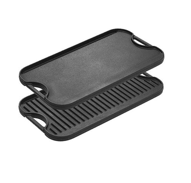Cast Iron Reversible Grill/Griddle 20-inch x 10.44-inch Black