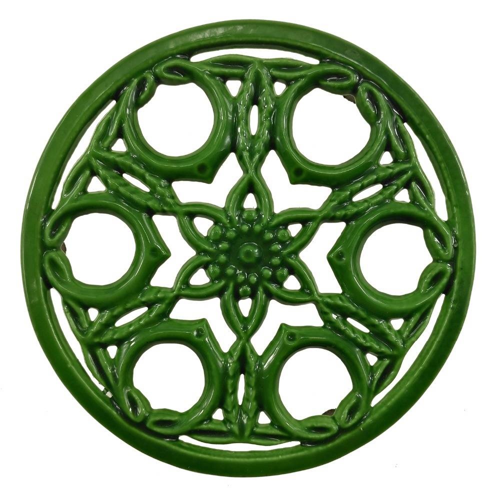 Green circle shape cast iron table mats dutch oven holder, from 13 years Alibaba gold supplier