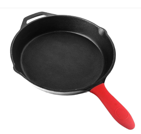 Pre-Seasoned Cast Iron Skillet with Silicone Hot Handle Holder