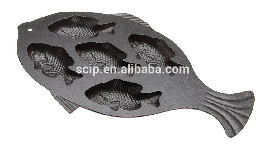 Manufacturer for Cast Iron Enamel Cookware -
 Fish-shaped Cast Iron Cornbread Pan,Pre-seasoned fish cast iron muffin pan – KASITE