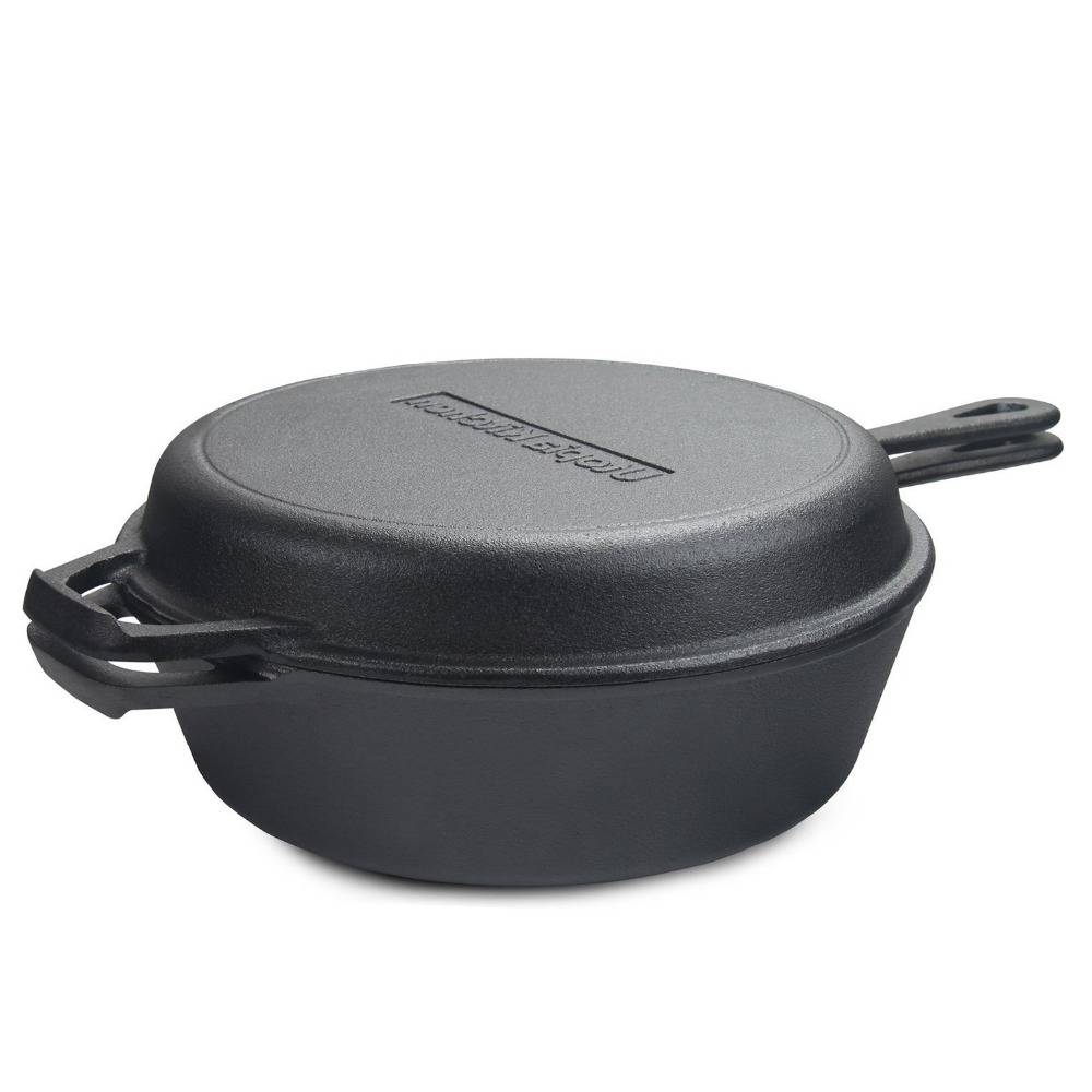 cast iron shallow skillet with deep soup pot cookware set, Pre-seasoned
