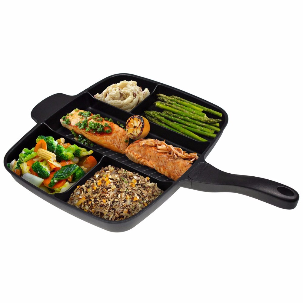 FDA Certification Devided 5 In 1 Non Sticker Cast Iron Frying Pan Master Pan