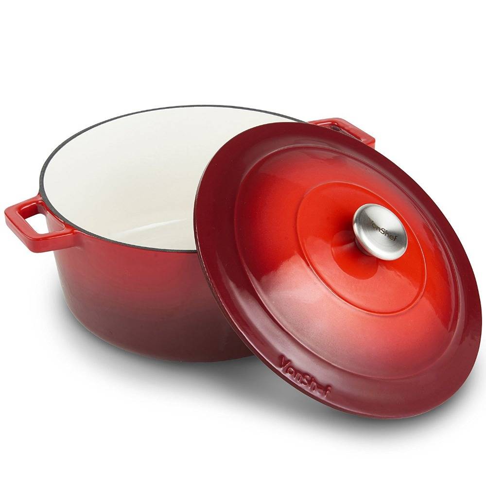 cast iron kitchenware enameled dutch oven pot in red color