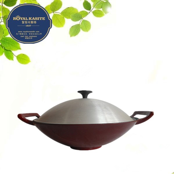 Low MOQ for Cast-Iron Skillet -
 cast iron wok with big ears and alum lids – KASITE