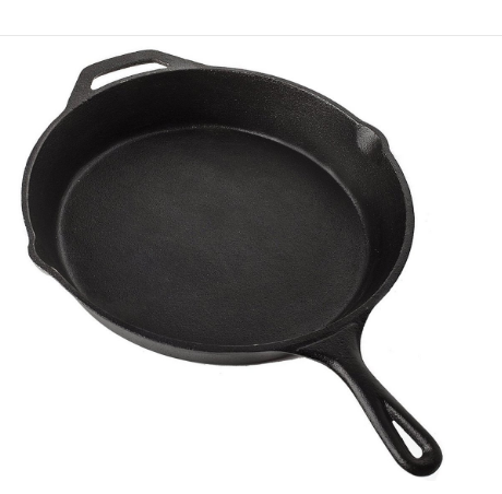 Preseasoned coating cast iron fry pan with folding handle
