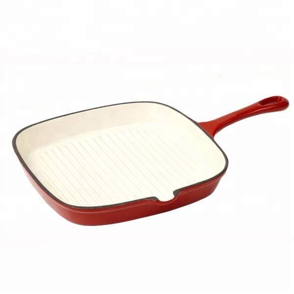 square cast iron light weight enamel grill pan