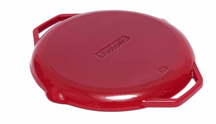 FDA LFGB Certification cast iron red porcelain grill pan grill plate round dish