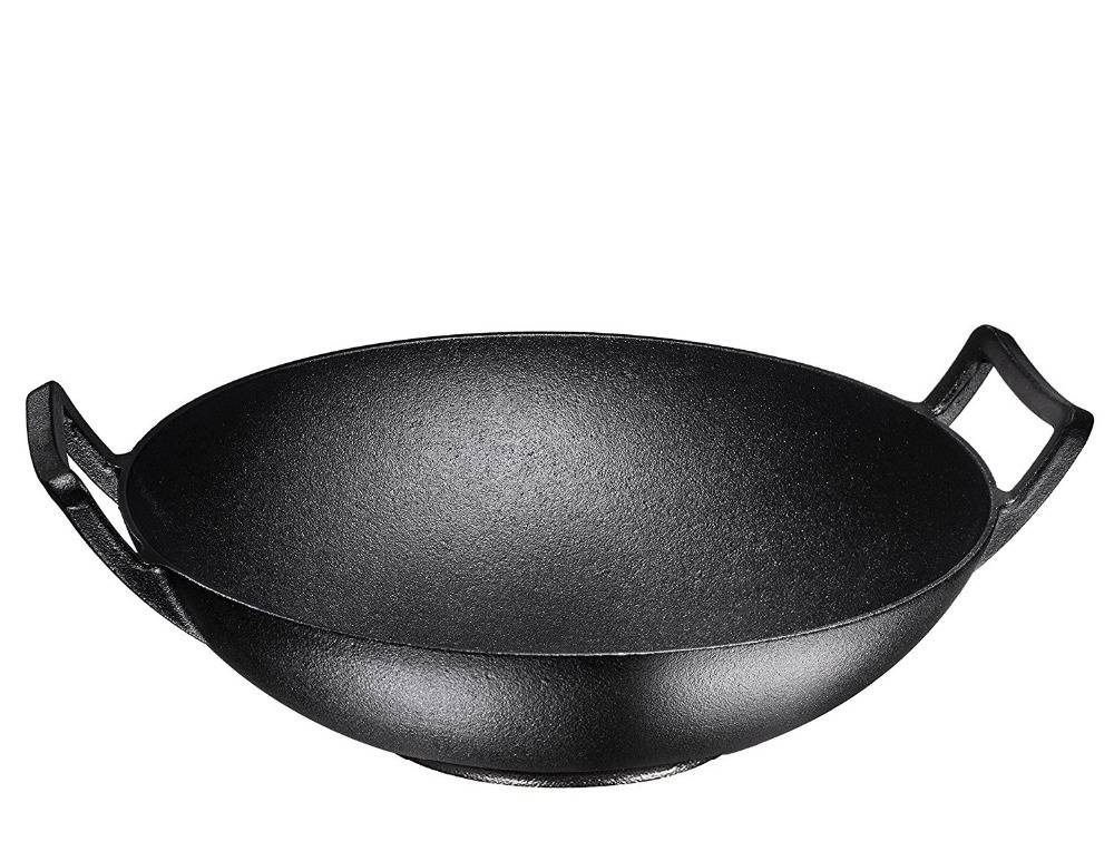 Good quality Cast Iron Oval Sizzling Pan -
 hot selling Pre-Seasoned Cast Iron Wok, Black, 14-inch w/ Large Loop Handles & Flat Base – KASITE