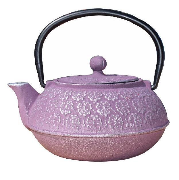 Plum Cast Iron "Cherry Blossom" Teapot, 22 Oz.