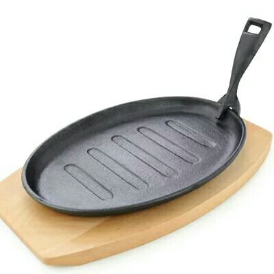 Good quality Cast Iron Oval Sizzling Pan -
 cast iron Fajita skillet with wooden base – KASITE