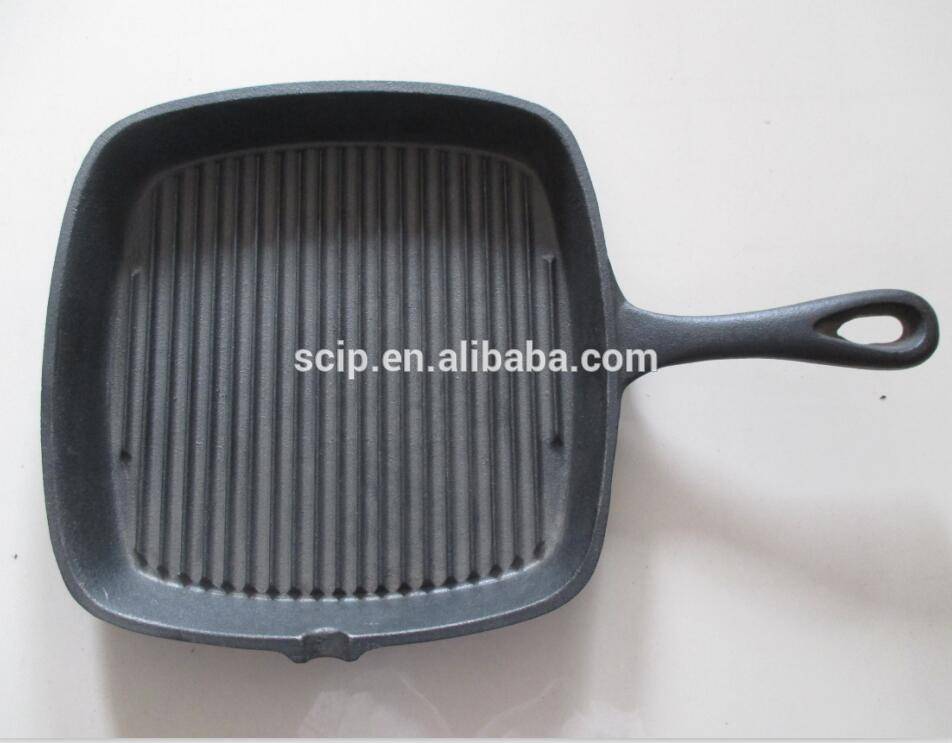 black color outer Enamel Coated Cast Iron frying pan