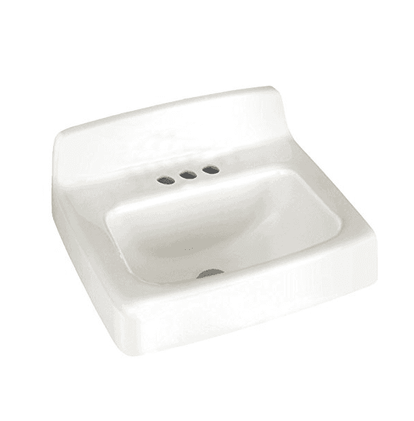 19-by-17-Inch Enameled Cast Iron Wall Hung Sink with 4-Inch Faucet Spacing, White