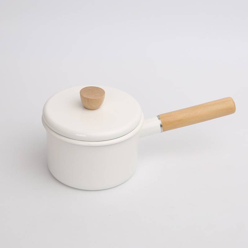 Japanese curling enamel milk pot
