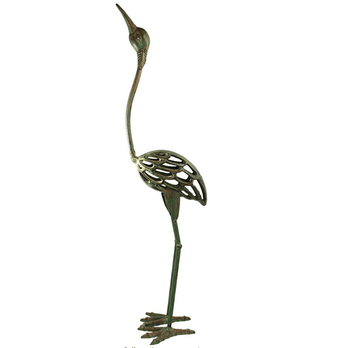 Cast Iron Garden Art Crane Bird Statues