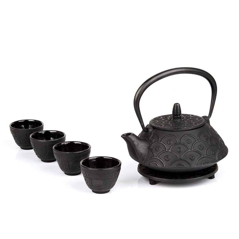 China Factory for Cast Iron Teapot/Tea Pot -
 6 piece Japanese Cast Iron Pot Tea Set Black w/Trivet 900ml – KASITE