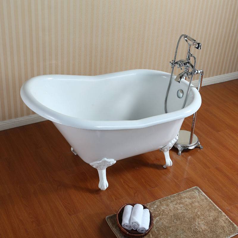 Cast Iron Slipper Clawfoot Bathtub with Chrome Feet without Faucet Drillings