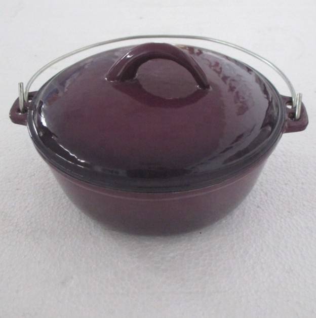 Chinese manufacture wholesale cast iron glossy purple enamel dutch oven pot