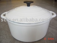 white enamel cast iron casserole