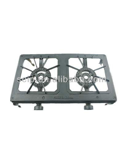 double gas rings cast iron burner with brass valves