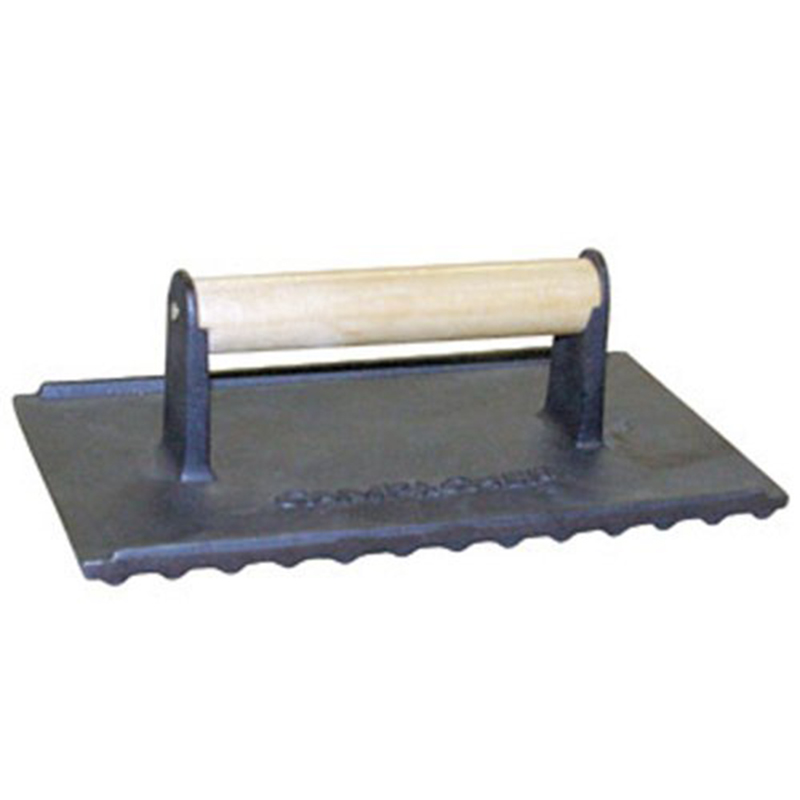 Preseasoned coating cast iron hamburger press with wooden handle