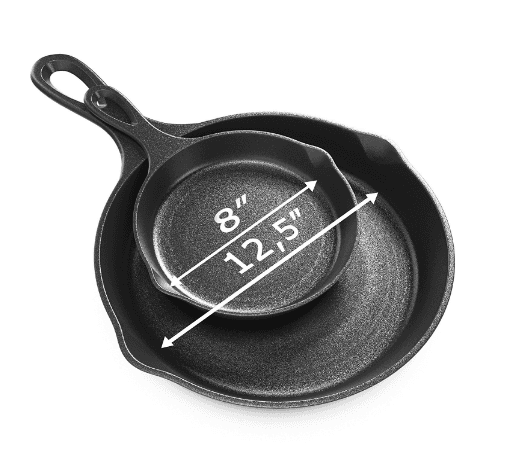 China manufacture Pre-Seasoned Cast Iron Skillet 2 Piece Set (12.5 inch & 8 inch Pans)