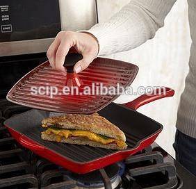 High quality square enamel meat press and griddle pan