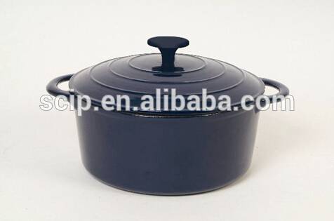 round cast iron enamel pot