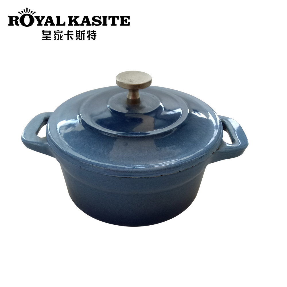 round cast iron enamel mini pot with stainless steel, Dia.10cm
