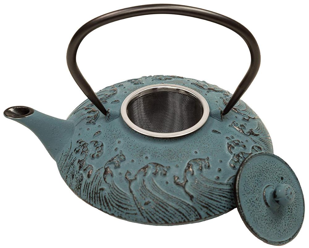 Cast Iron Teapot – Tranquility Waves, Blue – 27oz/0.8L (not for stove top use)