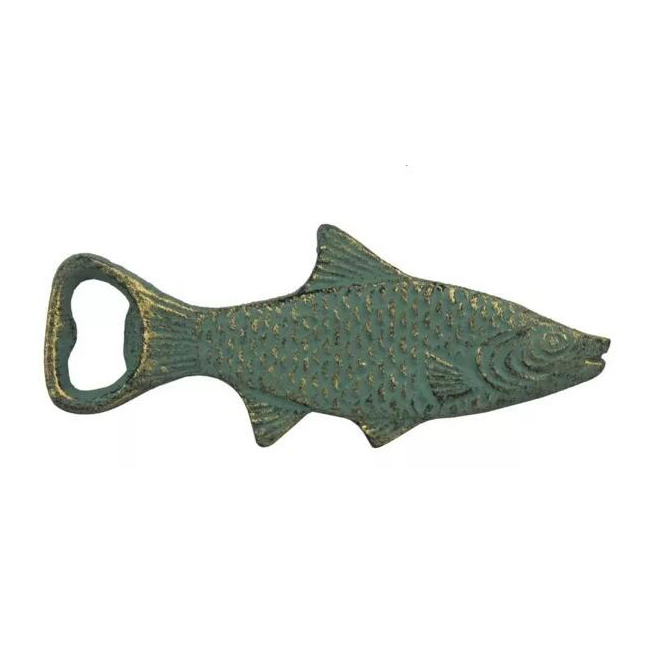 Cast Iron Decorative Fish Bottle Opener, Antique Bronze, 7"