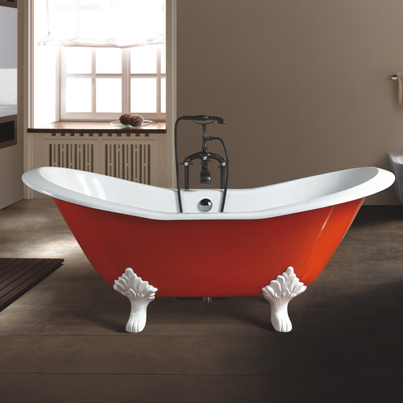 Wholesale Price Cast Iron Pans -
 1 person double slipper freestanding cast iron bathtubs – KASITE
