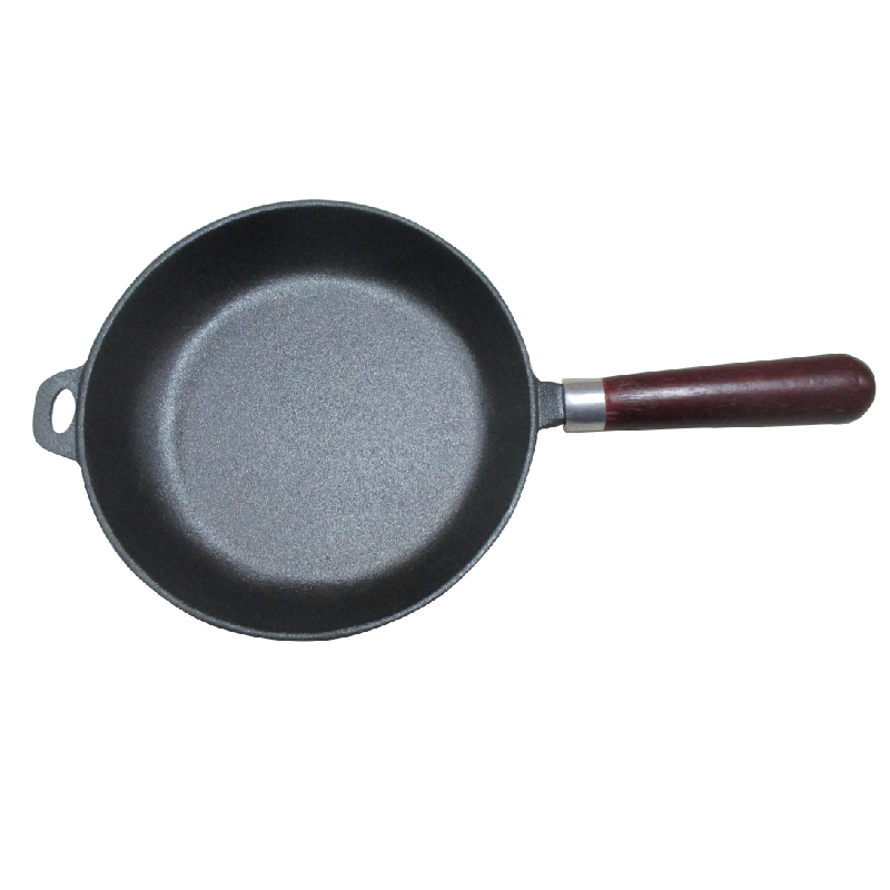 cast iron enamel fry pan with wood handle cast iron skillet