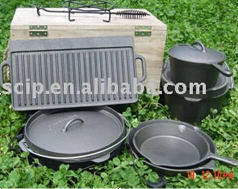 preseasoned cast iron camping cookware set
