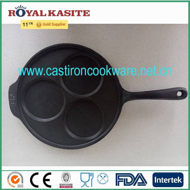 LFGB certification cast iron bake pan with 3 big holes for hot selling