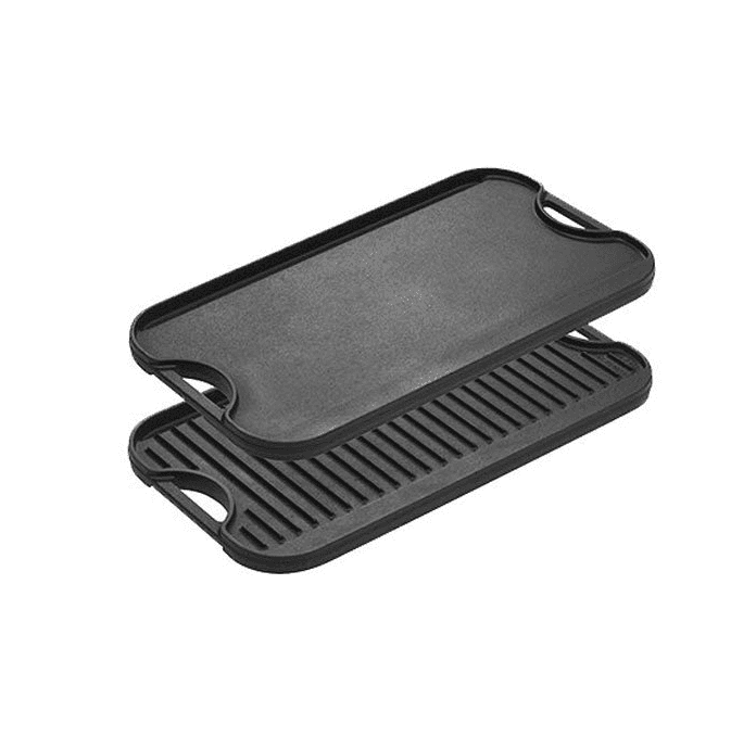 Cast Iron Reversible Grill/Griddle, 20-inch x 10.44-inch, Black