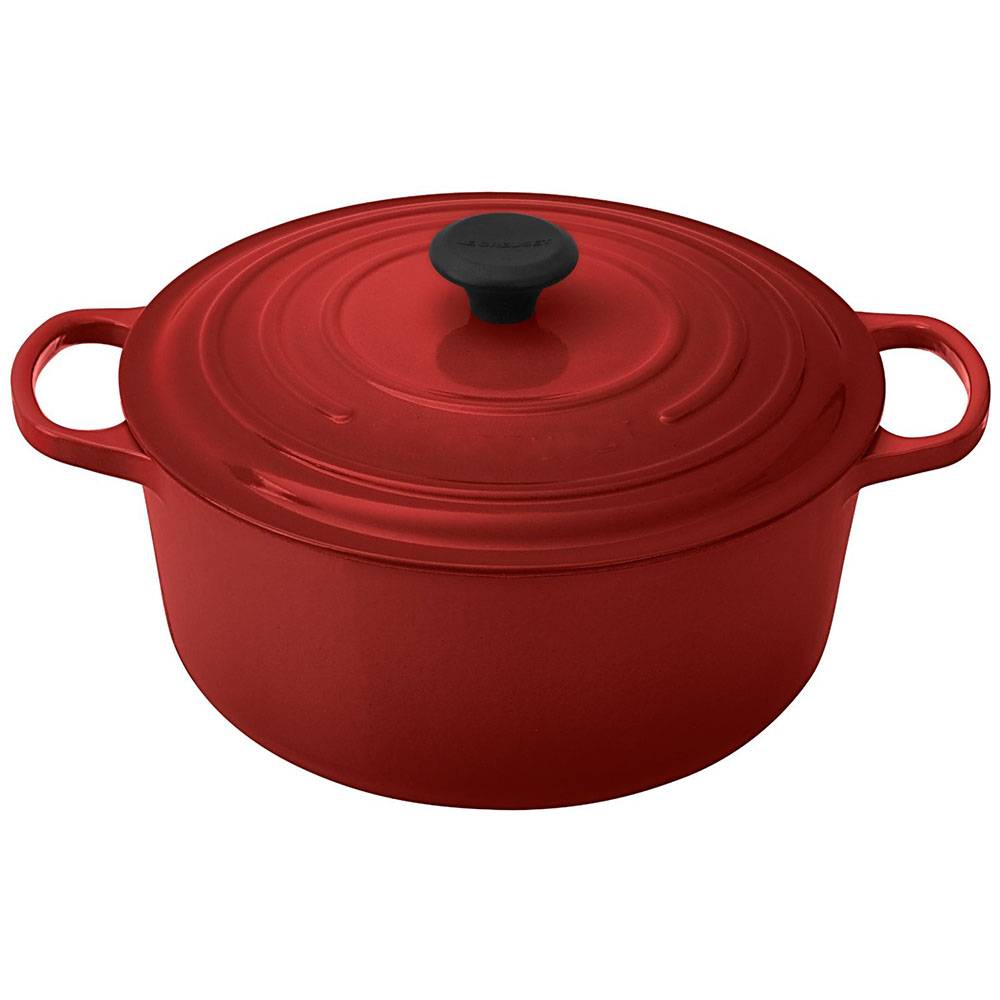 Enameled Cast-Iron 7-1/4-Quart Round French (Dutch) Oven, Cerise (Cherry Red)