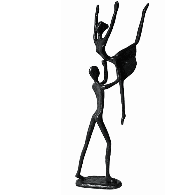 Dancers Sculpture "Hoist" Metal Statue Lifting Home Decoration 7x10x28cm