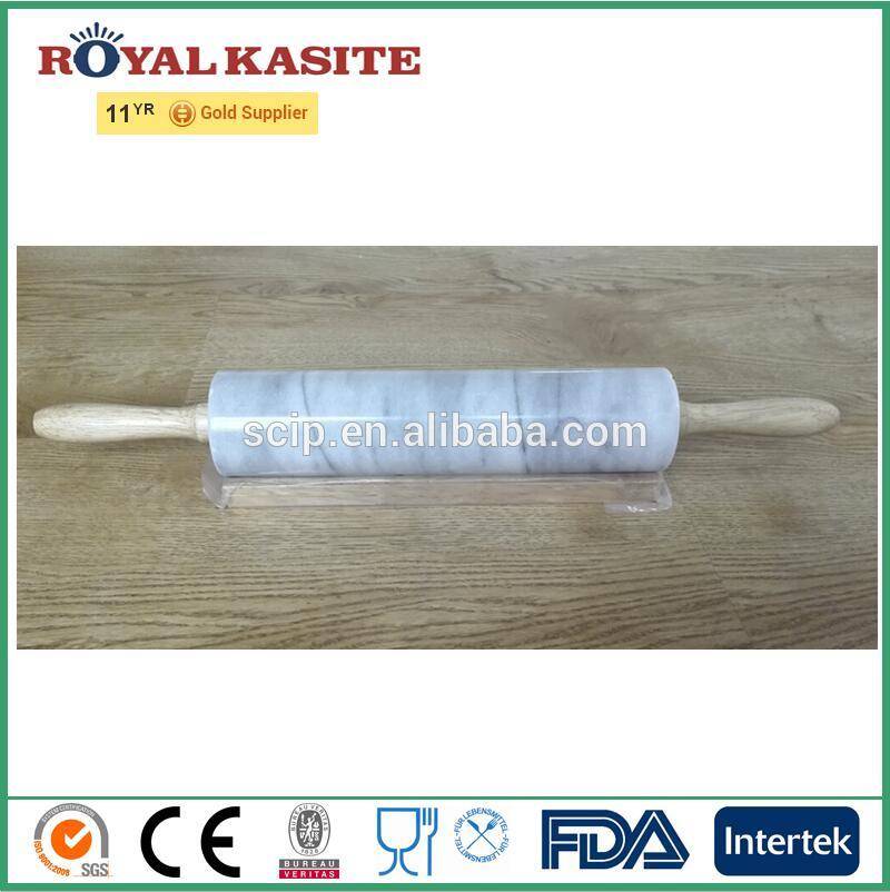 marble rolling pin with wood base