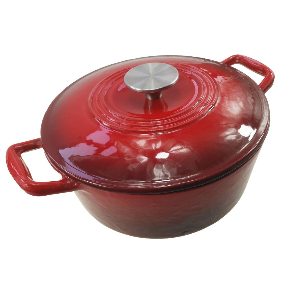 13 years gold supplier popular cast iron enamel coating caserole pan with stainless knob
