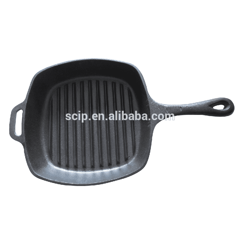 FDA certificate preseasoned cast iron skillet fry pan cast iron griddle pan